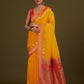 Monjolika Fashion Yellow Banarasi Silk Blend SareeIn Classic Paisley & Rich Zari Pallu Comes With Unstitched Blouse | Swadesiicart