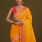 Monjolika Fashion Yellow Banarasi Silk Blend SareeIn Classic Paisley & Rich Zari Pallu Comes With Unstitched Blouse | Swadesiicart