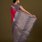 Monjolika Fashion Pink Banarasi Silk Blend SareeIn Classic Paisley & Rich Zari Pallu Comes With Unstitched Blouse | Swadesiicart