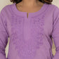 Yufta Women Lavender Chikankari Straight Kurta - Swadesiicart