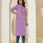 Yufta Women Lavender Chikankari Straight Kurta - Swadesiicart