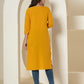 Yufta Women Mustard Chikankari Straight Kurta - Swadesiicart