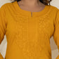 Yufta Women Mustard Chikankari Straight Kurta - Swadesiicart