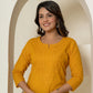 Yufta Women Mustard Chikankari Straight Kurta - Swadesiicart