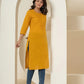 Yufta Women Mustard Chikankari Straight Kurta - Swadesiicart