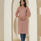 Yufta Women Purple Chikankari Straight Kurta - Swadesiicart