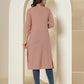 Yufta Women Purple Chikankari Straight Kurta - Swadesiicart