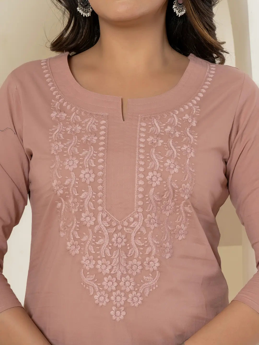 Yufta Women Purple Chikankari Straight Kurta - Swadesiicart