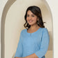 Yufta Women Sky Blue Chikankari Straight Kurta - Swadesiicart