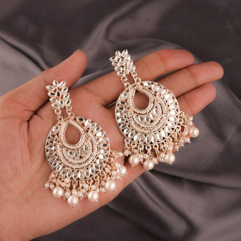 Tehzeeb Creations Pack of 1 Gold Drop & Danglers Earring For Women & Girls Diamond, Pearl Brass Drops & Danglers | Swadesiicart