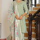 Vaasva Women Aqua Tissue Brocade Embroidered Kurta With Scalloped Pant & Dupatta | Swadesiicart