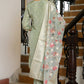 Vaasva Women Aqua Tissue Brocade Embroidered Kurta With Scalloped Pant & Dupatta | Swadesiicart