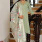 Vaasva Women Aqua Tissue Brocade Embroidered Kurta With Scalloped Pant & Dupatta | Swadesiicart