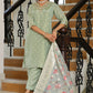 Vaasva Women Aqua Tissue Brocade Embroidered Kurta With Scalloped Pant & Dupatta | Swadesiicart