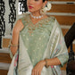 Vaasva Women Aqua Tissue Brocade Embroidered Kurta With Scalloped Pant & Dupatta | Swadesiicart