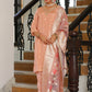 Vaasva Women Peach Tissue Brocade Embroidered Kurta With Scalloped Pant & Dupatta | Swadesiicart