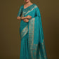 Monjolika Fashion Elegant Cyan Banarasi Silk Blend SareeBrocade Motifs & Zari Woven Splendor | Swadesiicart