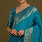 Monjolika Fashion Elegant Cyan Banarasi Silk Blend SareeBrocade Motifs & Zari Woven Splendor | Swadesiicart