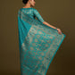 Monjolika Fashion Elegant Cyan Banarasi Silk Blend SareeBrocade Motifs & Zari Woven Splendor | Swadesiicart