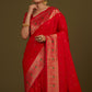 Monjolika Fashion Elegant Red Banarasi Silk Blend SareeBrocade Motifs & Zari Woven Splendor | Swadesiicart