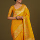 Monjolika Fashion Elegant Yellow Banarasi Silk Blend SareeBrocade Motifs & Zari Woven Splendor | Swadesiicart