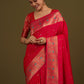 Monjolika Fashion Elegant Hot Pink Banarasi Silk Blend SareeBrocade Motifs & Zari Woven Splendor | Swadesiicart