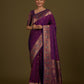 Monjolika Fashion Elegant Dark Purple Banarasi Silk Blend SareeBrocade Motifs & Zari Woven Splendor | Swadesiicart
