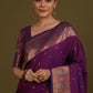 Monjolika Fashion Elegant Dark Purple Banarasi Silk Blend SareeBrocade Motifs & Zari Woven Splendor | Swadesiicart