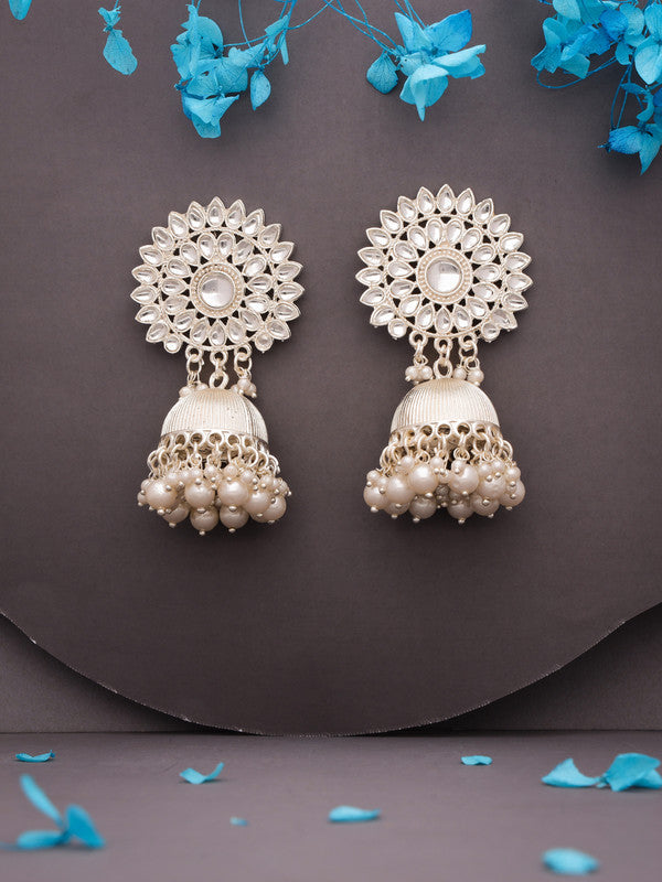 Tehzeeb Creations Kundan Pearl Studded Long Dangle Earrings For Women & Girls | Swadesiicart