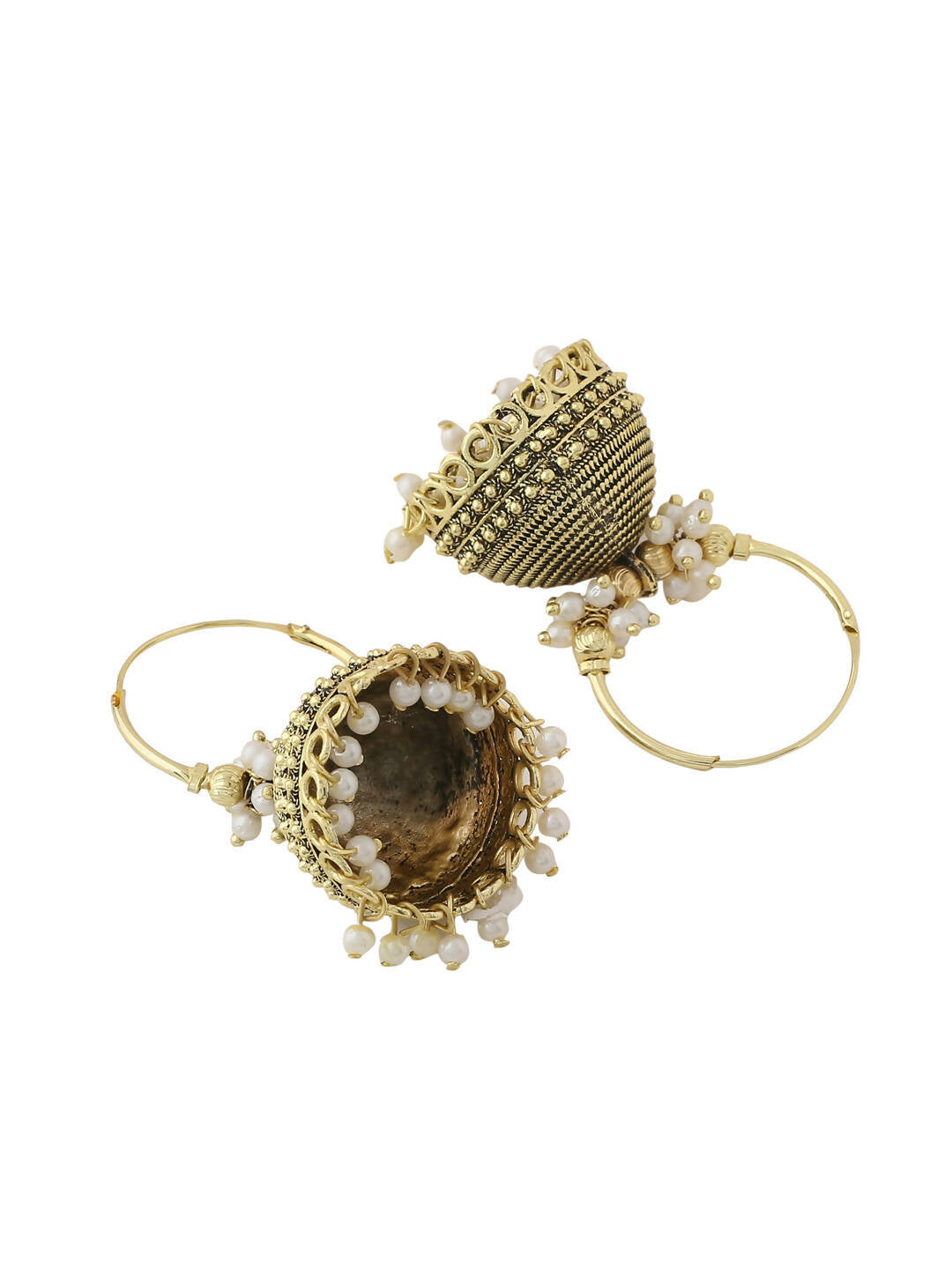 NVR Women Gold Toned Contemporary Jhumkas Earrings | Swadesiicart