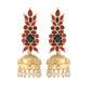 Nuyug 22K Gold-Plated Enamel & Beaded Dome Shaped Jhumka Earrings | Swadesiicart