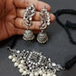Tehzeeb Creations Women's Silver Colour Peacock Design Necklace And Earrings - Swadesiicart