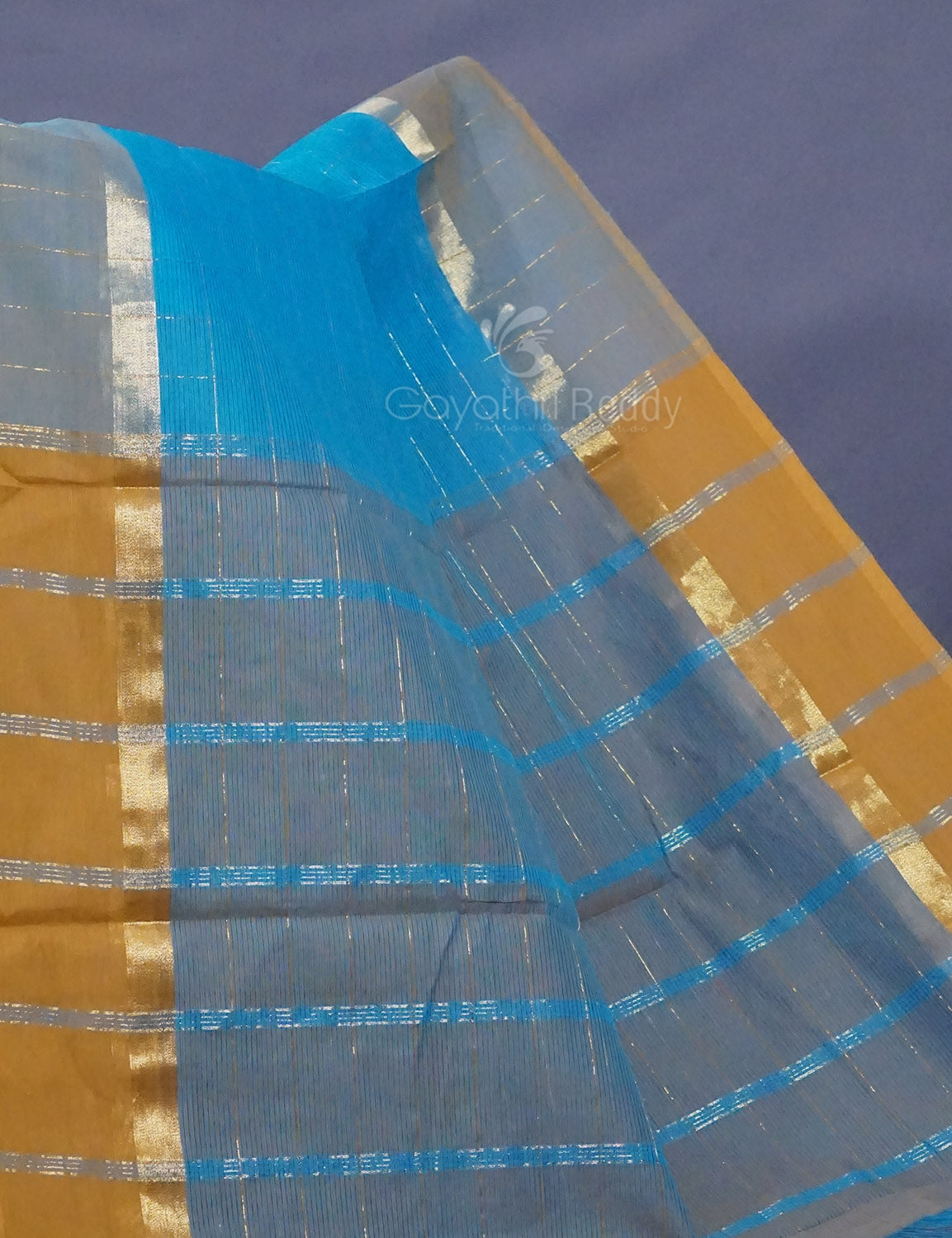 Dual Shade of Sky Blue And Grey Pure Mangalgiri Cotton By Gayathri Reddy Designer Studio | Swadesiicart