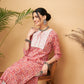 InWeave Women's Dusty Pink Paisley Patch Straight Kurta Pant Set - Swadesiicart