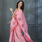 Anaita Pink Designer Weaving Handloom Linen Saree With Blouse