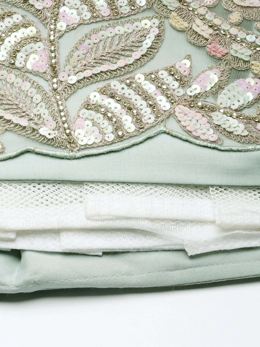 House of Panchhi Sea green Net Multi Sequins with heavy Zarkan embroidery Lehenga choli & Dupatta | Swadesiicart