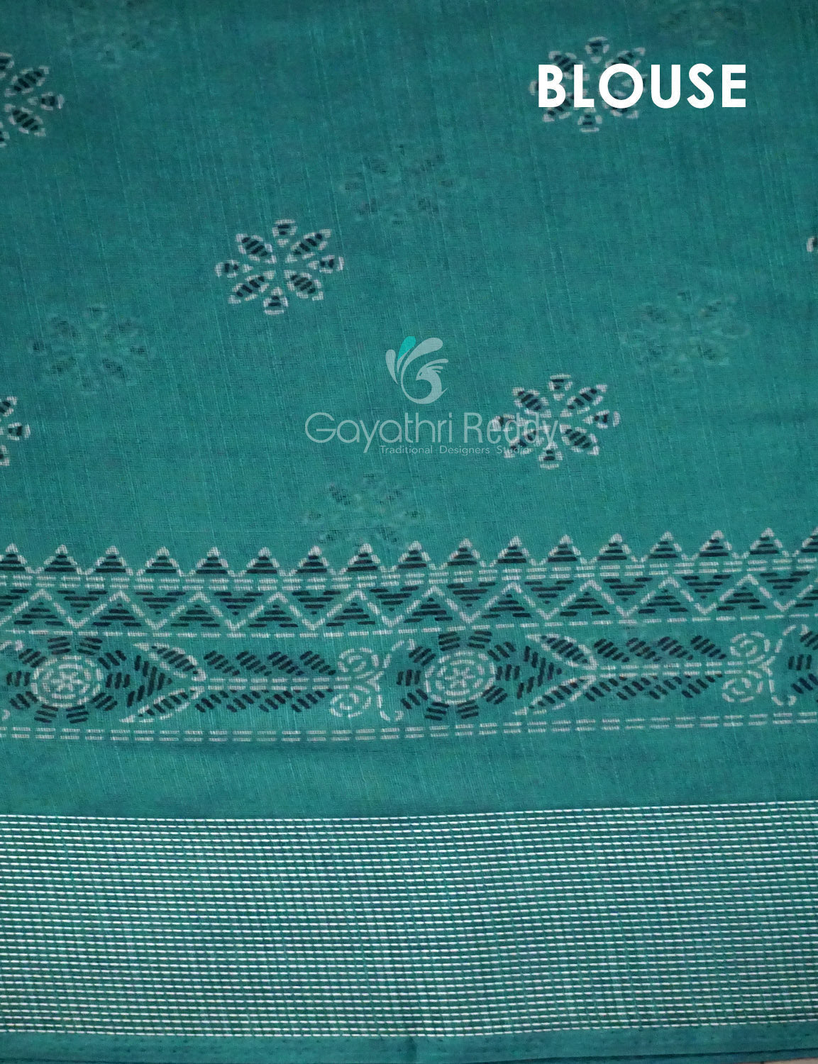 Rama Green Coloured Block Print Semi Chanderi Saree By Gayathri Reddy Designer Studio | Swadesiicart