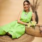 InWeave Women's Lime Green Short Kurta Palazzo Set - Swadesiicart