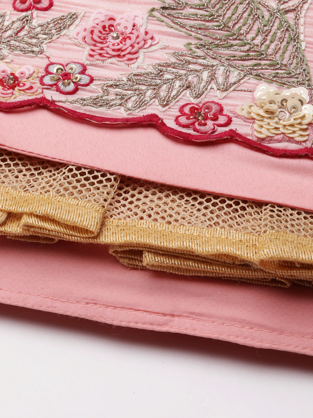 House of Panchhi Pink Organza Sequins And Zarkan Embroidery Lehenga Choli & Dupatta | Swadesiicart