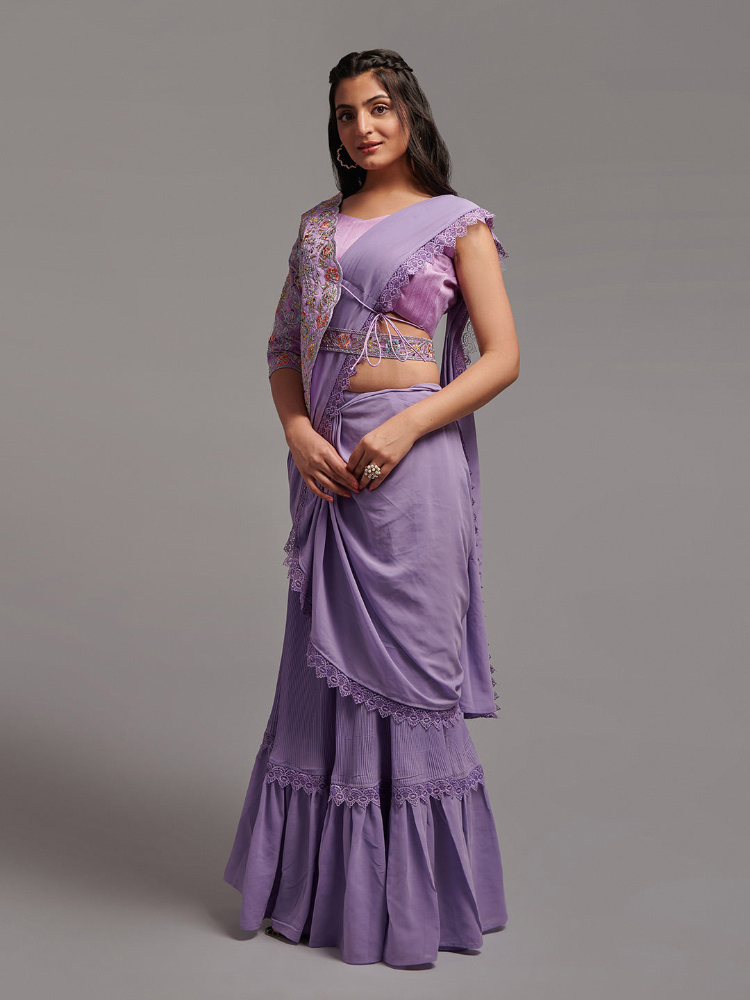 Kalini Embellished Pure Georgette Ready to Wear Saree | Swadesiicart