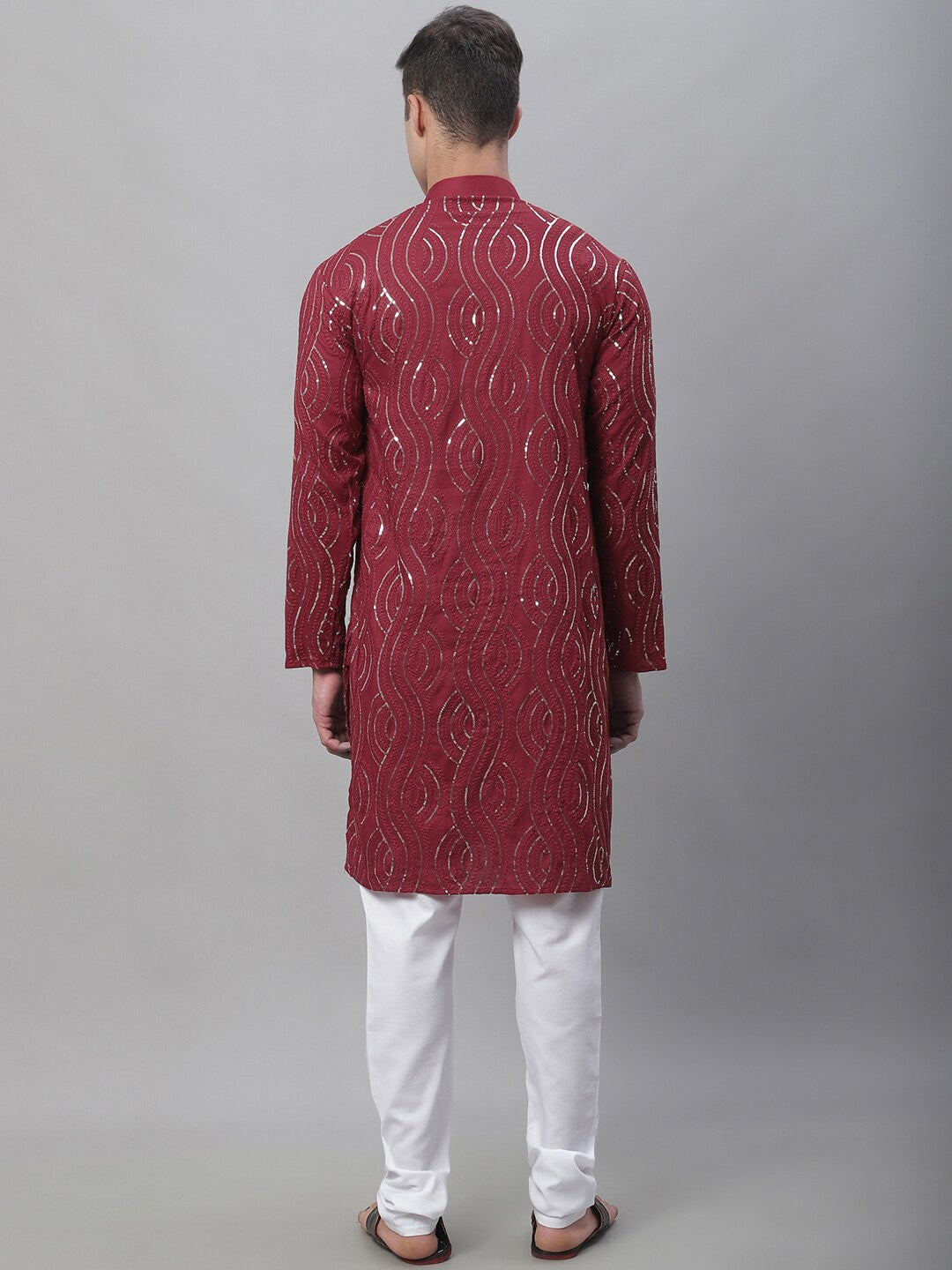 Sojanya Sequin Embroidered Pure Cotton Kurta with Churidar | Swadesiicart