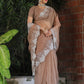 Tikhi Imli Beige Embroidered Organza Saree | Swadesiicart