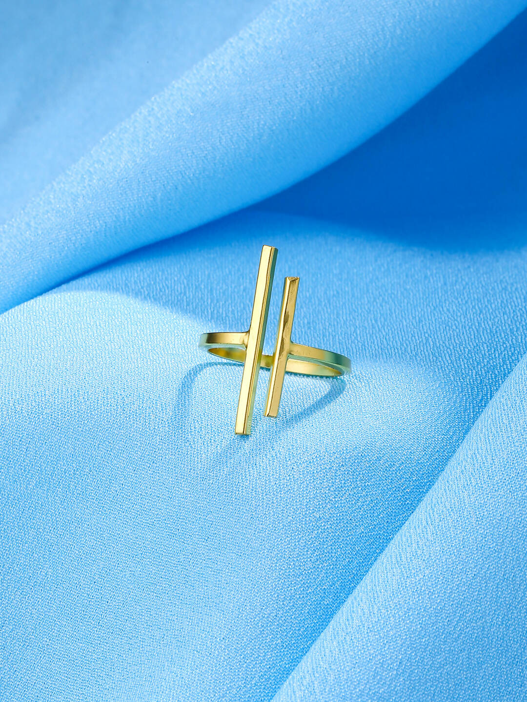 NVR Women's Western Gold-Polished Ajustable Finger Ring | Swadesiicart