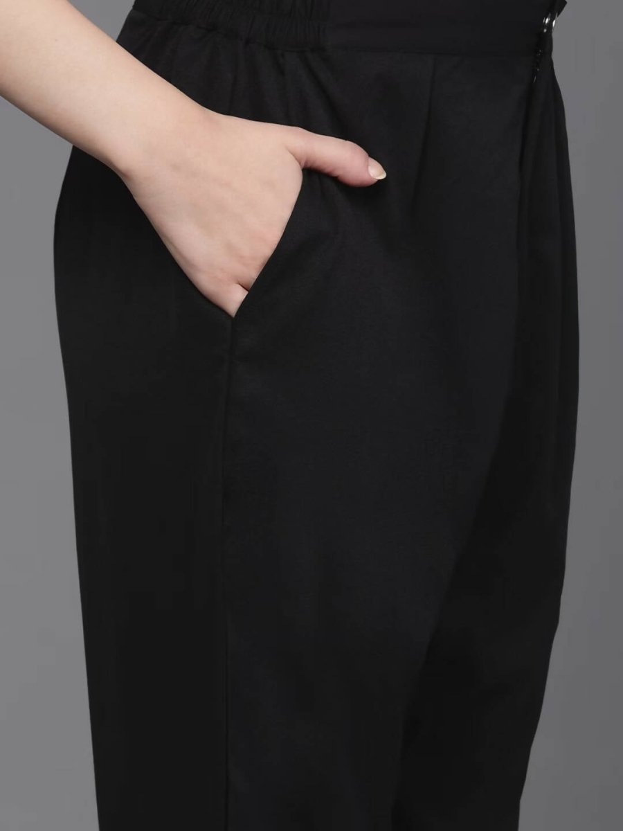 Ahalyaa Women Regular Sequinned Kurta with Trousers & With Dupatta - Black Color | Swadesiicart
