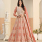 Anaita Light Orange Heavy Embroidered Faux Georgette Anarkali Suit With Salwar