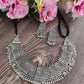 Tehzeeb Creations Women's German Silver Oxidised Necklace And Earrings - Swadesiicart