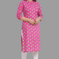 House of RP Women's Pink Cotton Floral Print Straight Kurta | Swadesiicart