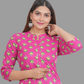 House of RP Women's Pink Cotton Floral Print Straight Kurta | Swadesiicart