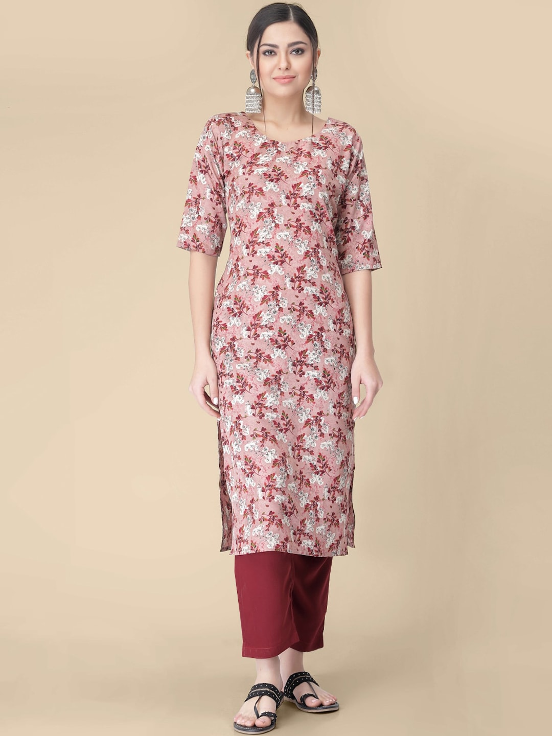 Kalini Floral Printed Regular Kurta with Trousers - Swadesiicart