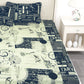 Story@home Blue & Off White Conversational King Bedsheet with 2 Pillow Covers - Swadesiicart